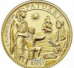 2020 Mayflower 400th Anniversary Fine GOLD Reverse Proof Coin $10 Commemorative
