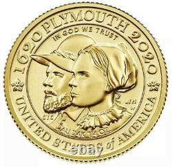 2020 Mayflower 400th Anniversary Fine GOLD Reverse Proof Coin $10 Commemorative