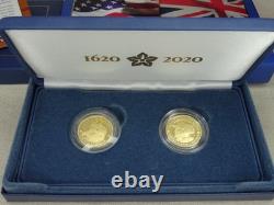 2020 Mayflower Gold 2 Coin Proof Set US & Royal Mint 1/2 oz. 999 OGP COA
