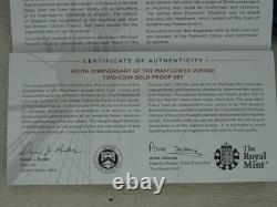 2020 Mayflower Gold 2 Coin Proof Set US & Royal Mint 1/2 oz. 999 OGP COA