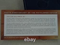 2020 Mayflower Gold 2 Coin Proof Set US & Royal Mint 1/2 oz. 999 OGP COA