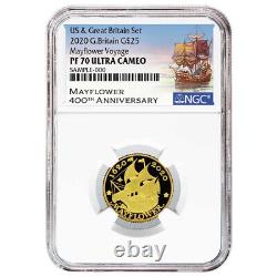 2020 Proof 25 Pound Gold Mayflower Commemorative NGC PF70UC Mayflower Label