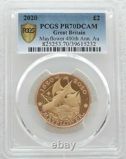 2020 Royal Mint Mayflower £2 Two Pound Gold Proof Coin PCGS PR70 DCAM