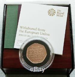 2020 Royal Mint Withdrawal from the EU Brexit 50p Gold Proof Coin Box Coa