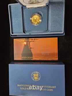 2020 US Mint Mayflower 400th Anniversary 1/4 oz. 9999 Gold Reverse Proof Coin