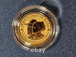 2020 US Mint Mayflower 400th Anniversary 1/4 oz. 9999 Gold Reverse Proof Coin