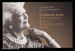 2020-W $10 First Spouse Barbara Bush 1/2 oz Gold Coin in OGP