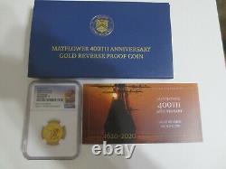 2020-W $10 Gold 1/4 OZ. NGC PF70 Reverse Proof MAYFLOWER 400th Anniversary F. R