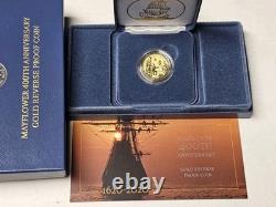 2020-W $10 Gold Mayflower 400th Ann. Reverse Proof Withbox COA