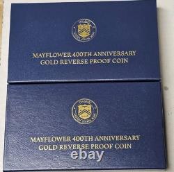 2020-W $10 Gold Mayflower 400th Ann. Reverse Proof Withbox COA