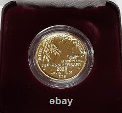 2020-W $25 75th Ann End of WWII Proof Commemorative Gold Coin in OGP withCOA