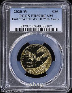 2020-W $25 Proof End of WWII 75th Anniv Commem 1/2 oz Gold Coin PCGS PR 69 DCAM