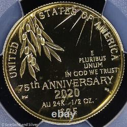 2020-W $25 Proof End of WWII 75th Anniv Commem 1/2 oz Gold Coin PCGS PR 69 DCAM