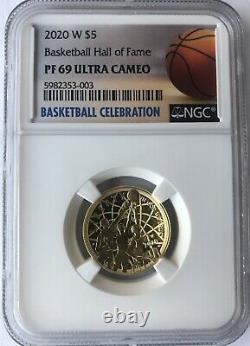 2020 W $5 Basketball Hall of Fame Gold Proof Coin NGC PF69 UC w OGP & COA L? K