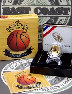 2020 W $5 Commemorative PROOF Hall of Fame BASKETBALL GOLD Coin Box & COA