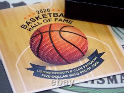 2020 W $5 Commemorative PROOF Hall of Fame BASKETBALL GOLD Coin Box & COA
