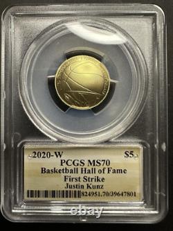 2020-W $5 Gold Basketball Hall of Fame First Strike Kunz PCGS MS70 3,261 minted