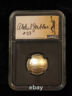 2020-W $5 Gold basketball HOF NGC MS70 FDOI Kareem Abdul-Jabbar Signature
