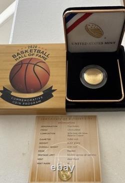 2020 W Basketball Hall Of Fame $5 Gold Coin -uncirculated