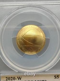 2020-W Basketball Hall of Fame $5 Gold Commemorative PCGS MS 70 Justin Kunz