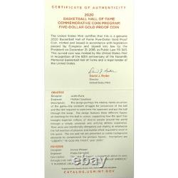 2020 W Basketball Hall of Fame Commemorative Gold Proof OGP COA