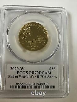 2020 W End of World War 2 75th Half Ounce WW2 24 Karat Gold Proof PCGS PR70