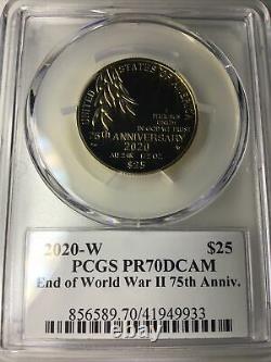 2020 W End of World War 2 75th Half Ounce WW2 24 Karat Gold Proof PCGS PR70