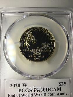 2020 W End of World War 2 75th Half Ounce WW2 24 Karat Gold Proof PCGS PR70