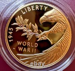 2020-W End of World War II 75th Anniversary Gold Coin 1/2 oz $25 Proof w Box/COA