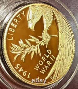 2020-W End of World War II 75th Anniversary Gold Coin 1/2 oz $25 Proof w Box/COA