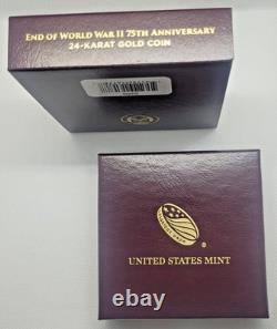 2020-W End of World War II 75th Anniversary Gold Coin 1/2 oz $25 Proof w Box/COA