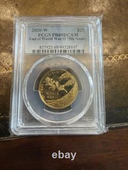2020-W End of World War II Gold PCGS PF 69 Proof Coin 1/2 Oz US $25 Very Limited
