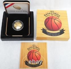2020 W Gold USA Proof $5 Basketball Hall Of Fame Commemorative Ogp Box Coa