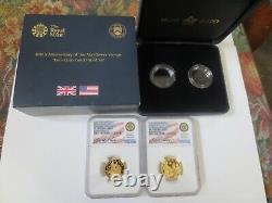 2020 W Mayflower Voyage British 2 GOLD Coin set PF70 FR Signed Miles Standish