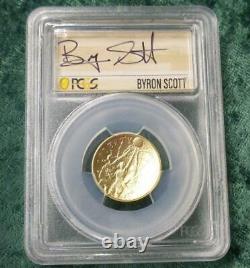 2020 W PCGS MS70 GOLD Basketball Hall of Fame $5 Coin, Byron Scott Autograph