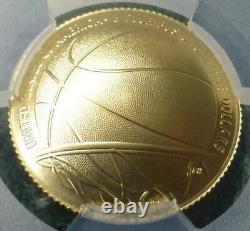 2020 W PCGS MS 70 GOLD Basketball $5 Coin, LA Lakers Magic Johnson Autographed