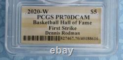 2020 W PCGS PR 70 D-Cam GOLD Basketball Hall of Fame $5, Dennis Rodman Signed