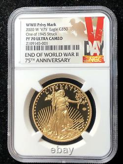 2020-W V75 Privy 1 oz Gold Eagle End of WWII NGC PF 70 ULTRA CAMEO