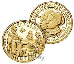2020-w $10 Gold Mayflower? Reverse Proof Coins? 2 Coin Set 20xa Dbl? Trusted