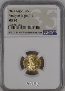 2021 $5 AMERICAN EAGLE Type 1 NGC MS70 1/10 Oz GOLD Coin