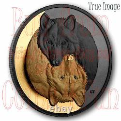 2021 Black and Gold Grey Wolf -$20 Pure Silver Gold/Rhodium-Plated Coin Canada