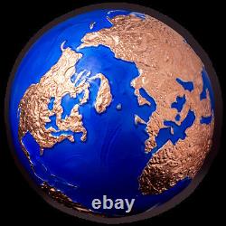 2021 Blue Marble Planet Earth $5 Pure Silver Rose Gold Plated Spherical Coin MDM
