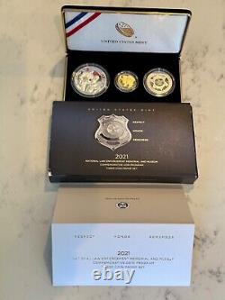 2021 National Law Enforcement Commemorative Gold and Silver Proof Three Coin Set