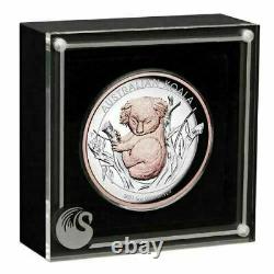 2021-P Australia $8 5 Oz Silver High Relief Pink Gold Koala Proof