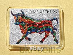 2021 Tanzania Lunar Year of the Ox Silver Color Gilded Coin New Zealand Mint