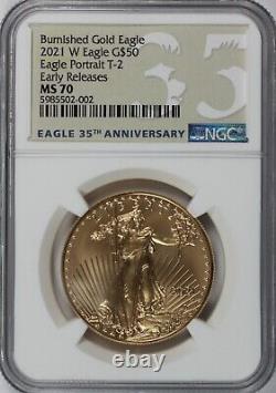 2021-W 1oz Burnished American Gold Eagle Coin NGC MS-70 Early Release