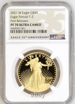 2021 W Eagle Eagle Portrait T-2 $50 1oz Gold Proof Coin NGC PF70 UC FR