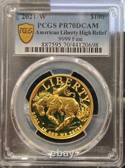 2021-W Gold American Liberty $100 High Relief 1 oz. 9999 Fine PCGS PR70 DCAM