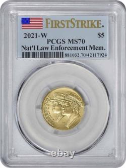 2021-W National Law Enforcement Memorial and Museum $5 Gold MS70 FS PCGS