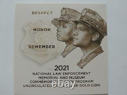 2021-W UNC $5 Gold National Law Enforcement Museum Mint Box & COA